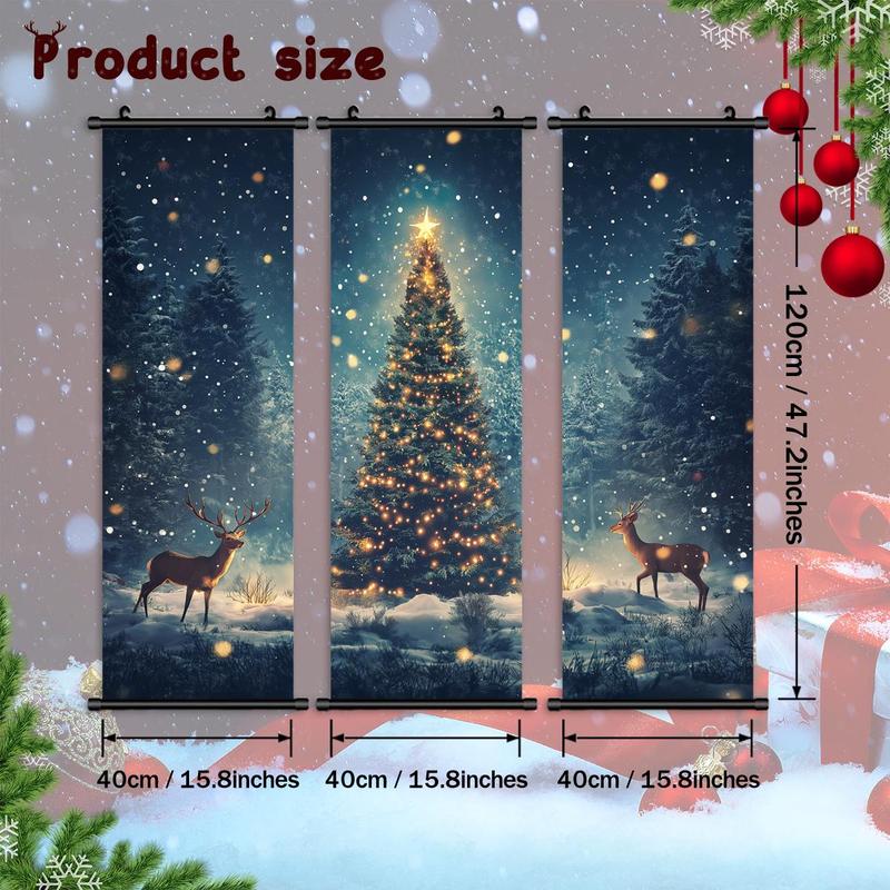 Christmas Themed Wall Hanging Banner, 3 Counts set Modern Art Poster, Wall Art Decor for Home Living Room Bedroom Office School