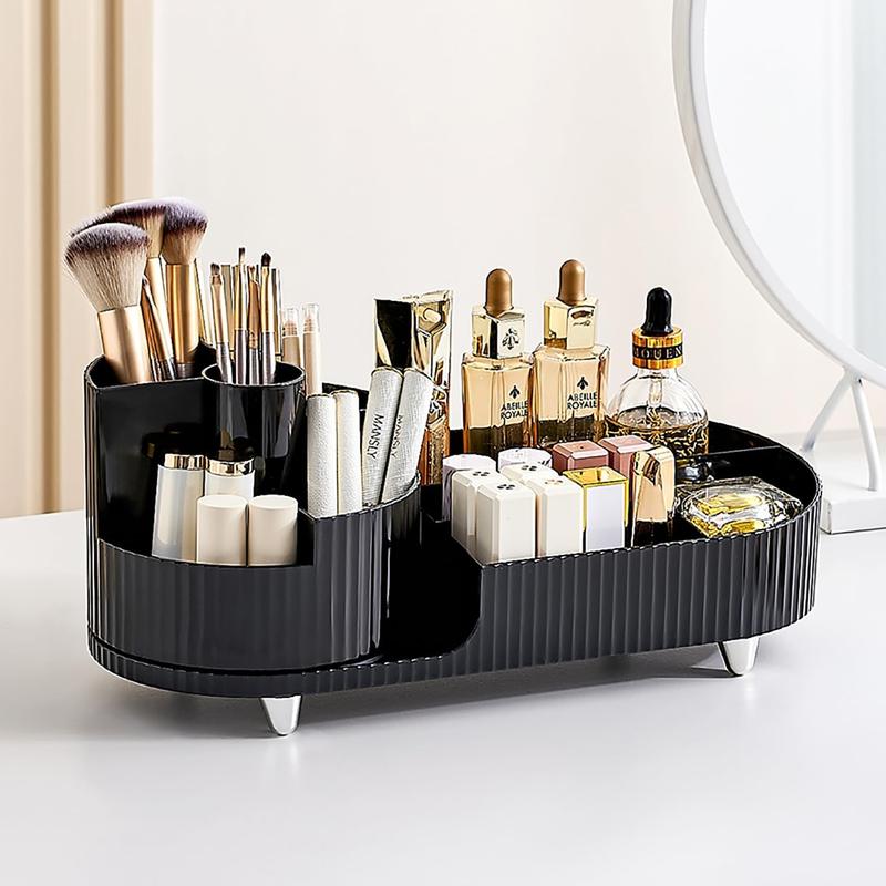 Makeup Organizer Countertop Rotating Makeup Organizer for Vanity Large Capacity Cosmetic Display Case with Makeup Brush Holder Cosmetic Organizer Countertop