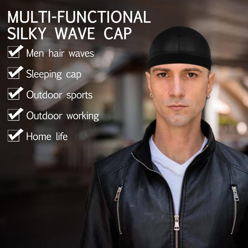 6Pcs Wave Cap for Men Silky Durags Elastic Band Wave Caps for 360 540 720 Waves Soft Breathable Satin Durag Unisex Adults Kids Skullies Beanies Hats Shower Cap Cover Gift