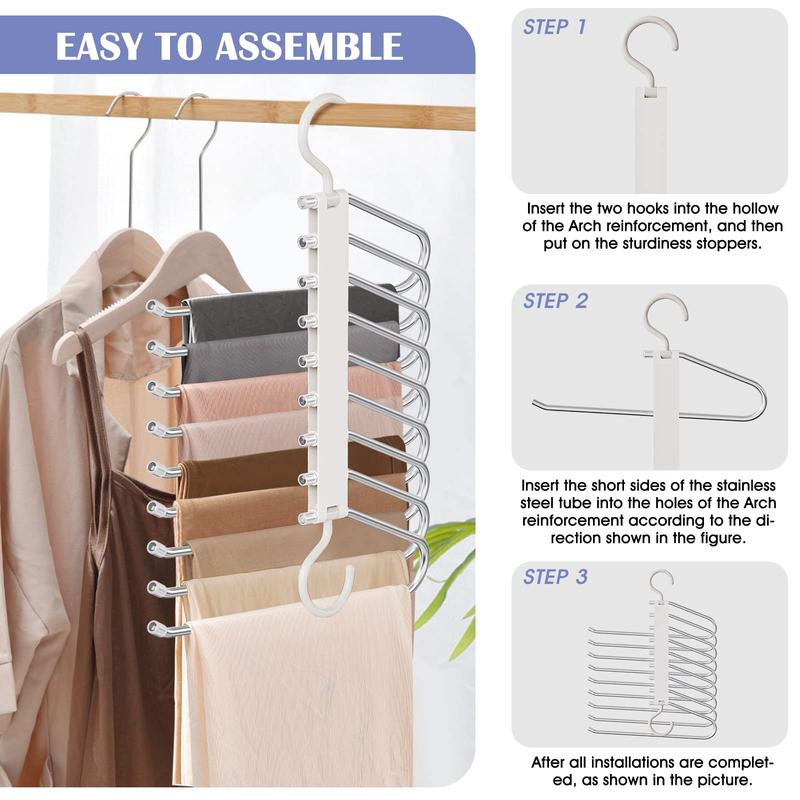 9-layer Pants Hanger, Space Saving Pant Hanger Organizer, Multifunctional Pants Rack, Bedroom Clothes Rack Organizer, Closet Organizer for Pants Jeans Leggings Trousers, Room Accessories