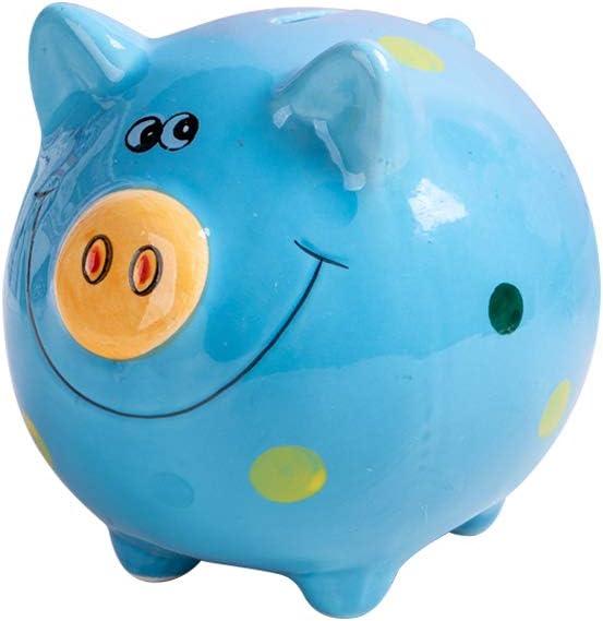 JYPHM Ceramic Piggy Bank for   Bank for Boys and Girls  Birthday Gift  Decor Piggy Banks Blue (5x5x4inch)