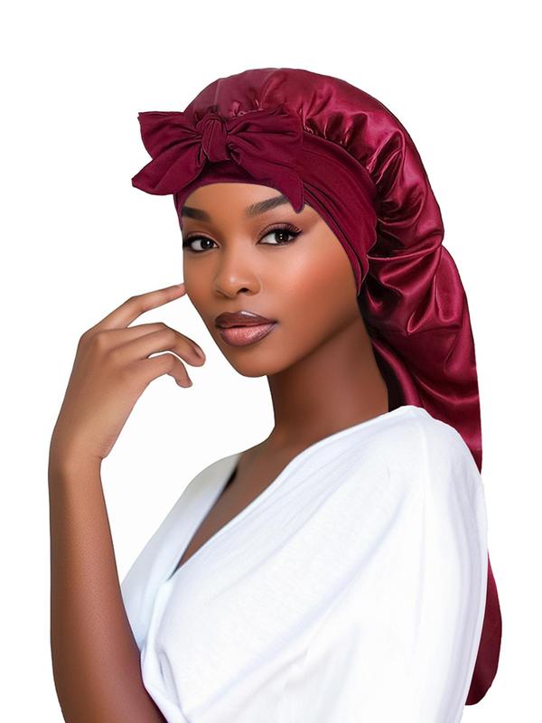 Simple Silk Satin Long Tube Bonnet, Sleeping Bonnet for Women & Girls, Soft and Comfortable Night Sleep Hat for Long Curly Hair, Basic Shower Cap for Protects Hairstyles & Prevents Hair Tangling