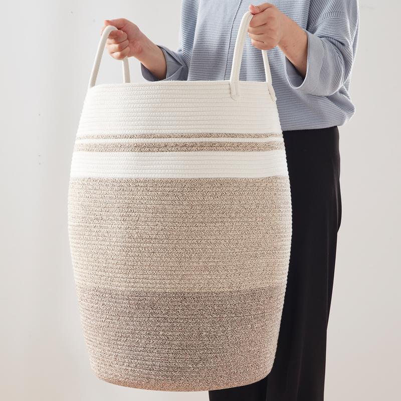 OIAHOMY Extra Large Foldable Woven Rope Storage Basket, 110L, 25.9