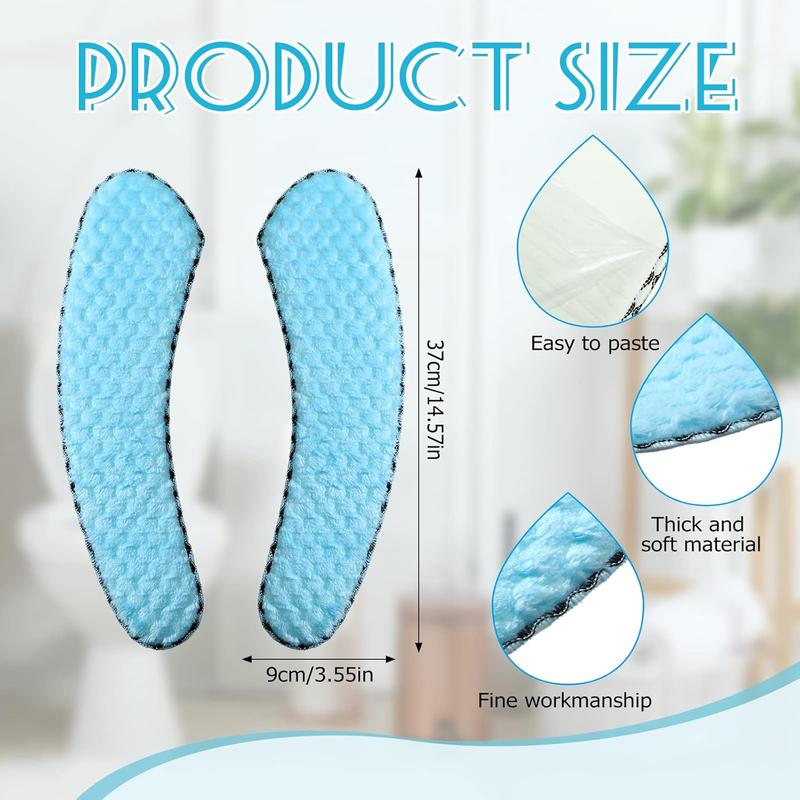 4 Pair Washable Toilet Seat Covers Mat Thick Padded Warm Plush Toilet Seat Cushion with Self Adhesive Tape for Bathroom Nonslip Soft Toilet Cover Home Bathroom Supplies, Grey Brown White Blue