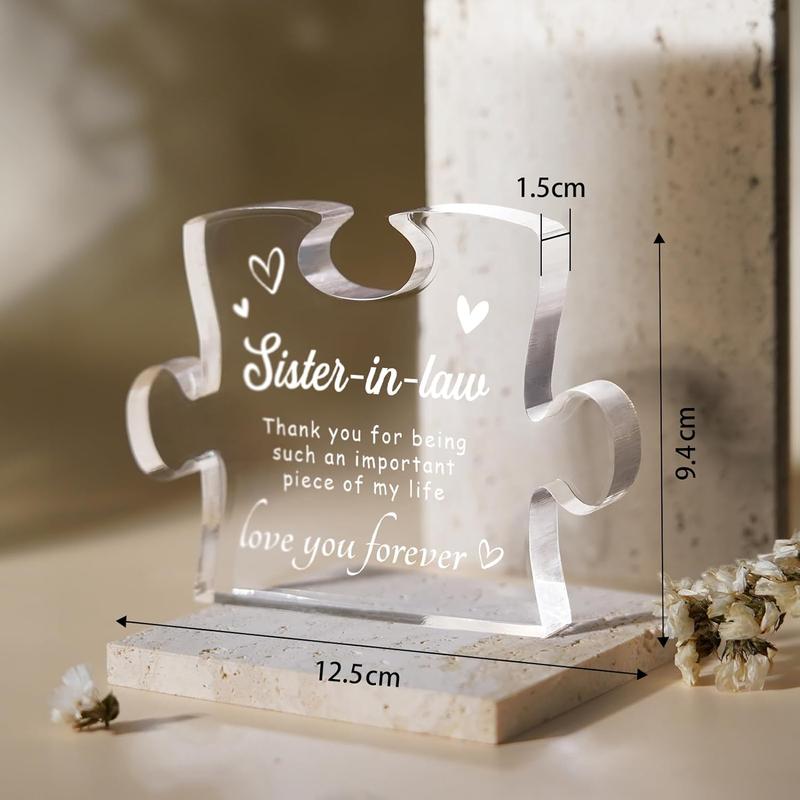 Sister in Law Birthday Gifts - 4.9 x 3.7 inch Engraved Acrylic Block, Sister in Law Gifts, Unique Mothers Day Wedding for Sister in Law, Best Sister in Law Gifts Ideas