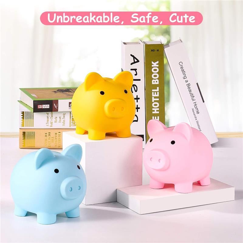 Piggy Bank, Unbreakable Plastic Money Bank, Coin Bank for Girls and Boys, Medium Size Piggy Banks, Practical Gifts for Birthday, Easter, Christmas (Pink)