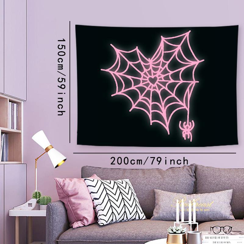 Pink Spider Web Pattern Tapestry, Gothic Style Wall Hanging, Wall Decor for Home Living Room Bedroom Dormitory, Home Decor, Room Decor