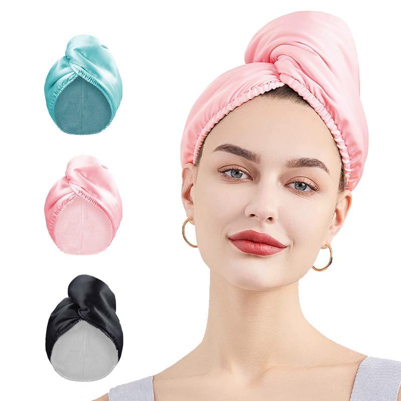 Solid Color Hair Drying Towel, Reusable Water Absorbent Hair Turban Wrap, Hair Drying Towel for Women & Girls