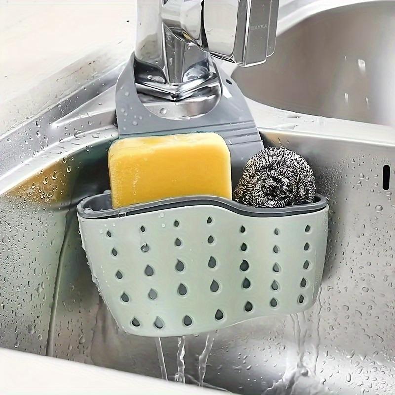 Sink Sponge Storage Drain Basket, 1 Count Kitchen Faucet Hanging Storage Drain Basket for Soap & Dish Cloth, Sink Sponge Holder for Home Kitchen Use