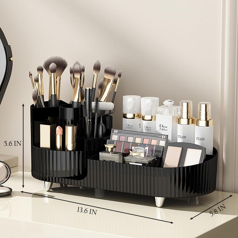 Makeup Organizer Countertop Rotating Makeup Organizer for Vanity Large Capacity Cosmetic Display Case with Makeup Brush Holder Cosmetic Organizer Countertop