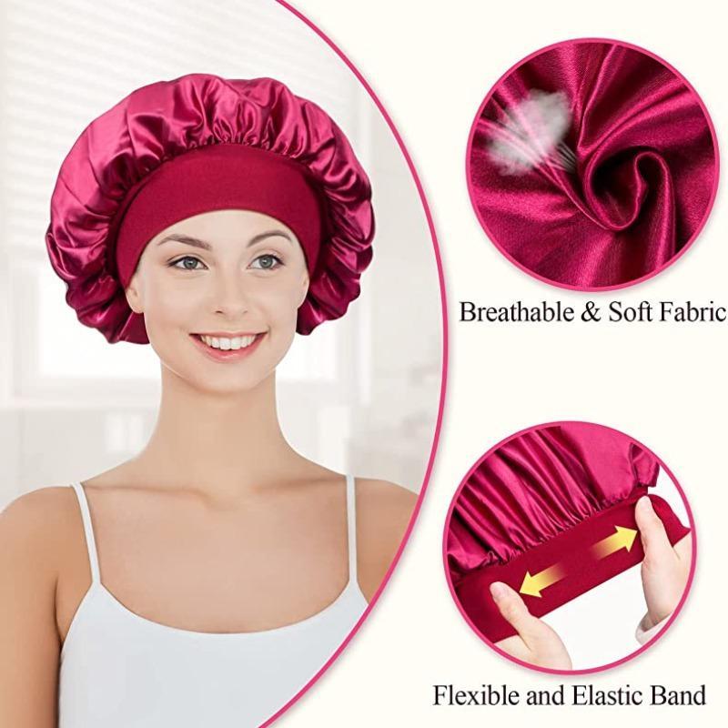 Solid Color Satin Sleeping Hair Cap, 1 Count High Elasticity Wide Band Hair Cap, Sleeping Hair Accessories for Women & Girls, Halloween Decor