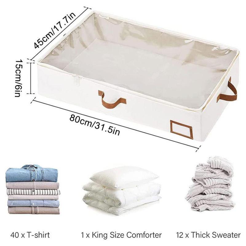 Foldable Under Bed Storage Bag, 1 2 3 Counts Blanket Clothes Quilt Storage Bag with Clear Window & 4 Handles, Bedroom Storage Organizer