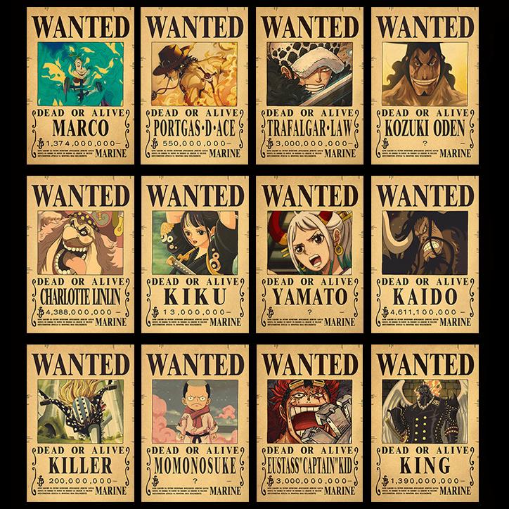 O P Anime Wanted Bounty Straw Hat Pirates Crew Posters Set