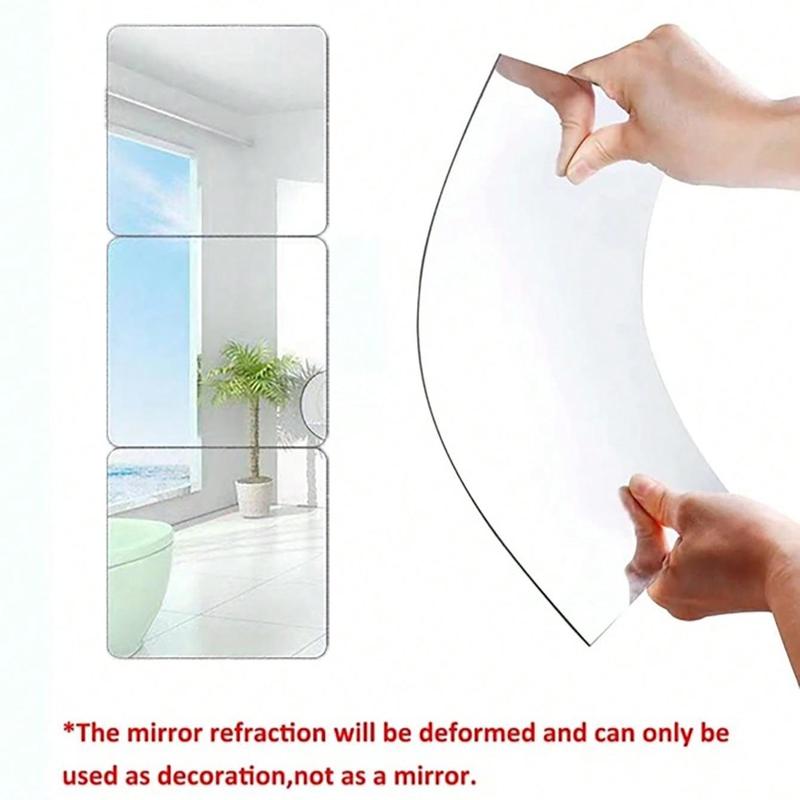 Acrylic Mirror Wall Sticker, 4pcs set Self-adhesive Diy Square Mirror for Home Decor, Bathroom Gadgets Tiles Sticker, Bathroom Accessories, Mirror Full Body, Room Decor, Apartment Decor