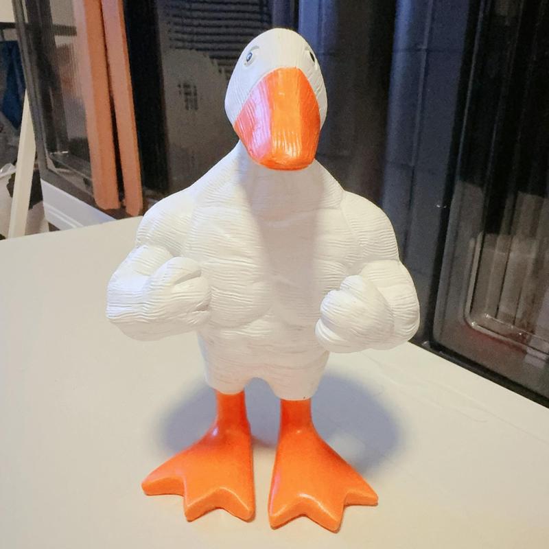 Creative Duck Design Desk Decoration, 1 Count Cute Muscular Duck Ornament, Home Decor for Living Room & Bedroom & Office