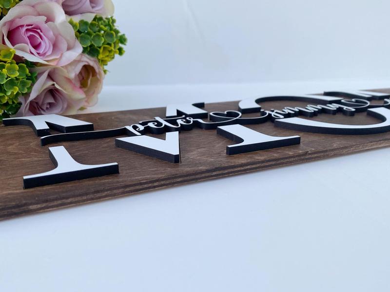 3D Personalized Mom Sign with Children Name| Personalized Mother's Day Gift for Wife and Mom| Personalized Holiday Gift Sign for Mom Decor Wood Vinyl Wooden