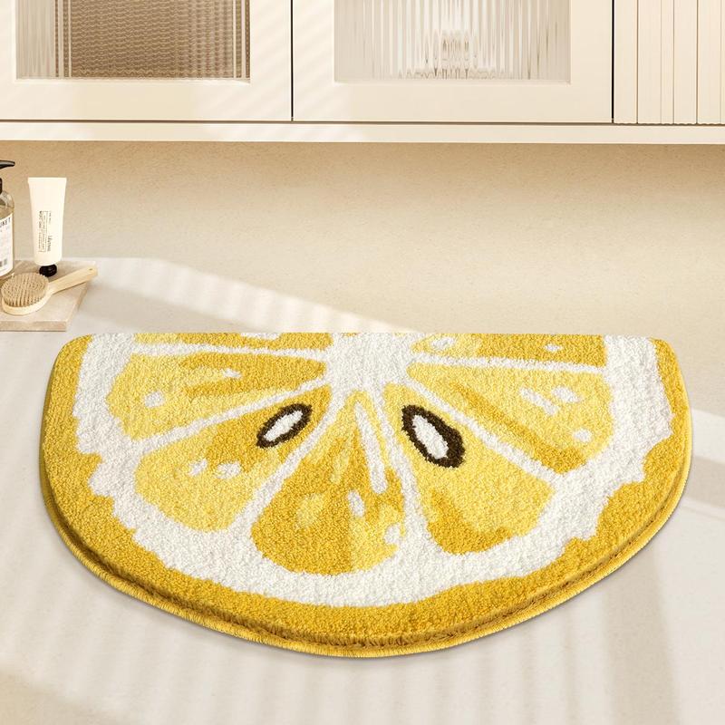 Lemon Shaped Bath Mat, 1 Count Creative Non-slip Soft Machine Washable Bath Mat, Absorbent Thickened  Bath Mat for Bathroom  Toilet Home  Dormitory Decor