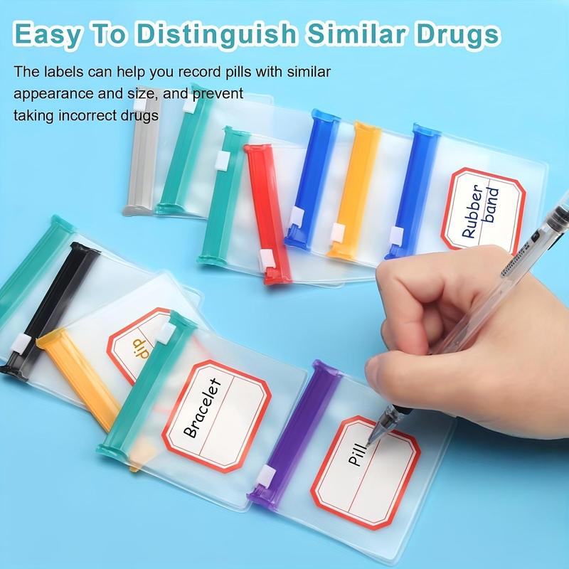 Colorful Zipper Bag, 35pcs set Reusable Translucent Self Sealing Medicine Organizer, Pouch Bags with Slide Lock for Pills Vitamin Jewelry Makeup Tools