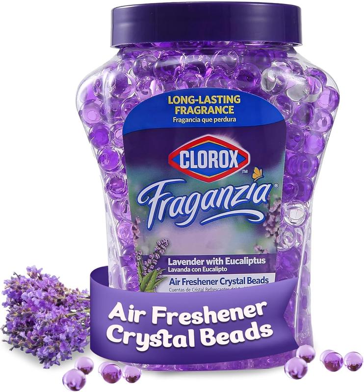 Clorox Fraganzia Lavender & Eucalyptus Gel Air Freshener Beads - Odor Eliminator for Home, Bathroom, Closet & Cars - Fresh Aroma Beads - 12 oz