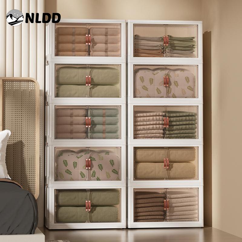 NLDD's 5-Level Collapsible Storage Towers: Stackable Cabinets with Lids for Towels to Toys, Books & More – Smart, Dustproof Design for Any Space