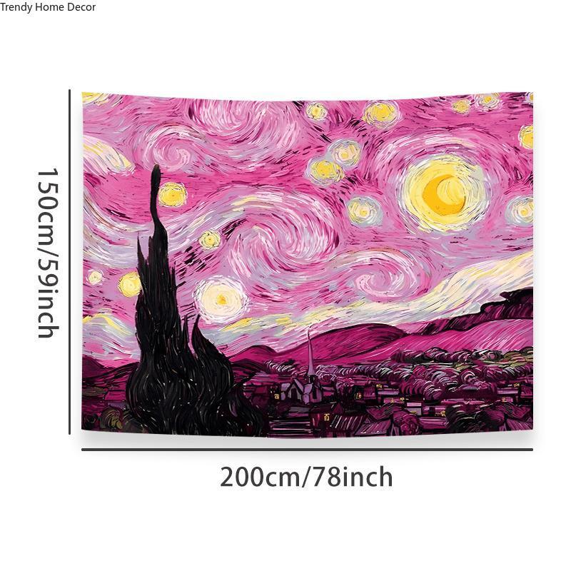 Christmas 2024 Ornament - Vibrant Red Van Gogh Starry Sky Tapestry - Soft Polyester Fabric, Decorative Wall Hanging for Bedroom, Home Party, Indoor and Outdoor Use, Ideal Gift for Friends, Boyfriends, Girlfriends squidward tapestry