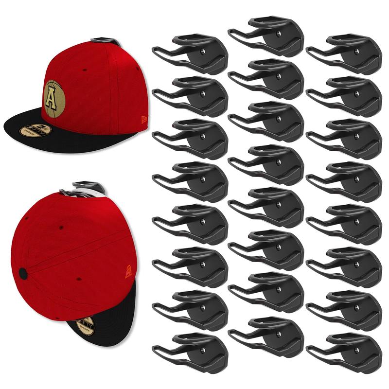 24 Pack Adhesive Hat Hooks for Wall, Strong Hat Rack for Baseball Caps