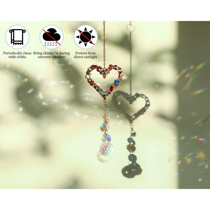 Handmade Crystal Moon&Star Prisms Suncatchers, Glass Window Hanging Ornament, Rainbow Rhinestones Decor for Home Garden