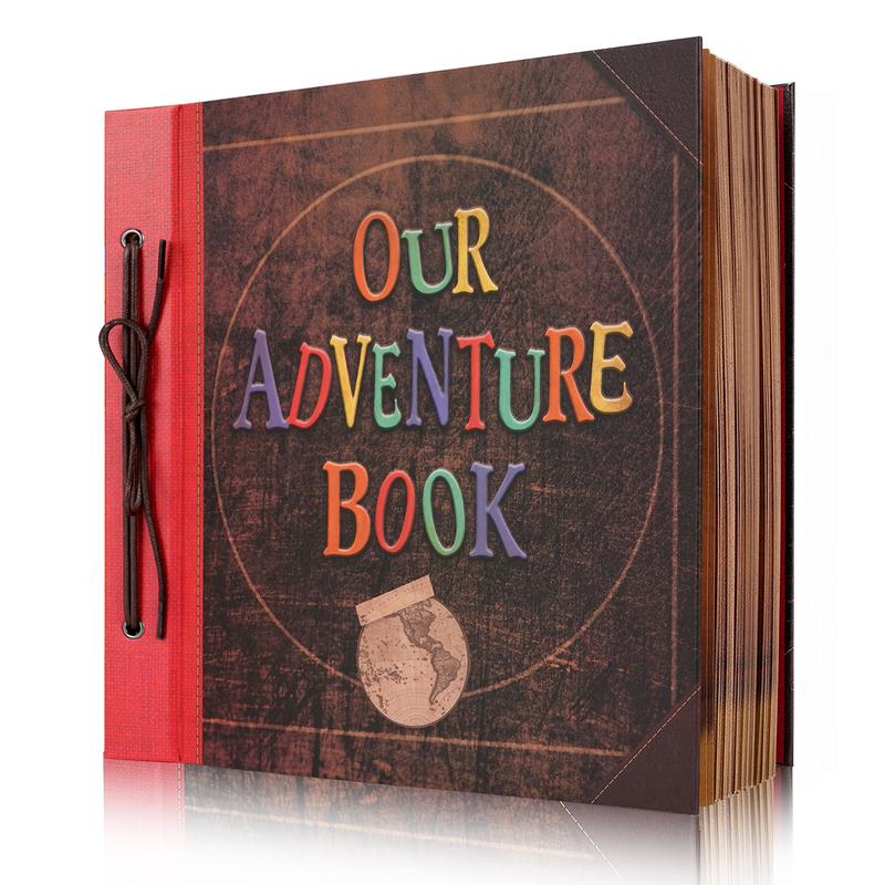 Our Adventure Book 12x12in60 Page Scrapbook Photo Album, 3D Vintage Embossed Letter Cover, Travel Diary, Couple Memory Book, Valentine's Day Gifts