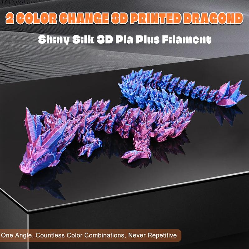 3D Printed Dragon Ornament, 2 Pcs 12inch Dragon, Crystal 3D Dragon Fidget, Chinese Dragon for Home Office Decor Executive Desk Toys.