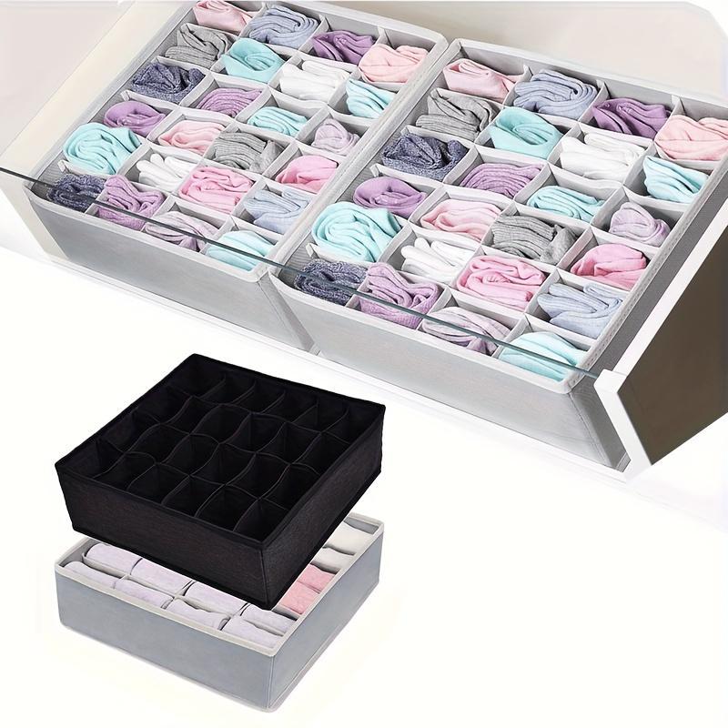 24 Grid Socks Storage Box, 1 Count Foldable Socks & Underwear Storage Box, Socks Storage Organizer, Home Organizer for Bedroom, Closet, Drawer