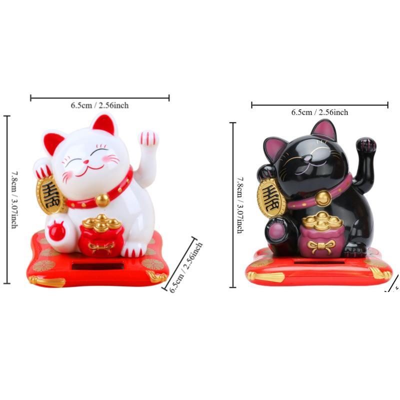 Cute Cat Design Fortune Cat Ornament, 2 Counts set Chinese New Year Good Luck Cat Ornament, Desktop Decoration for Home Office