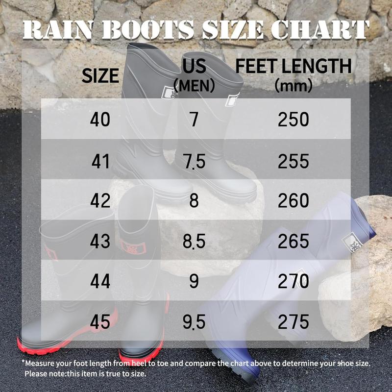 Rain Boots For Men Waterproof Pvc Rubber Boots Anti-Slip Durable Fishing Boots Comfort Lightweight Mens Rain Boots For Camping Garden Boots