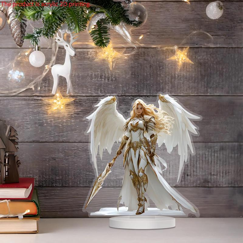 Angel Design Acrylic Plaque, 2D Flat Creative Desktop Decoration Sign, Home Decor Ornament for Home Office Bedroom Coffee Shop