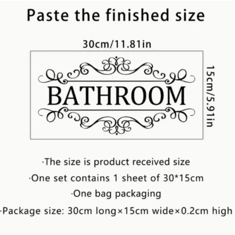 Bathroom Letter Pattern Wall Sticker, Self Adhesive Removable Wall Decal, Decorative Sticker for Home Living Room Bathroom Room Decor