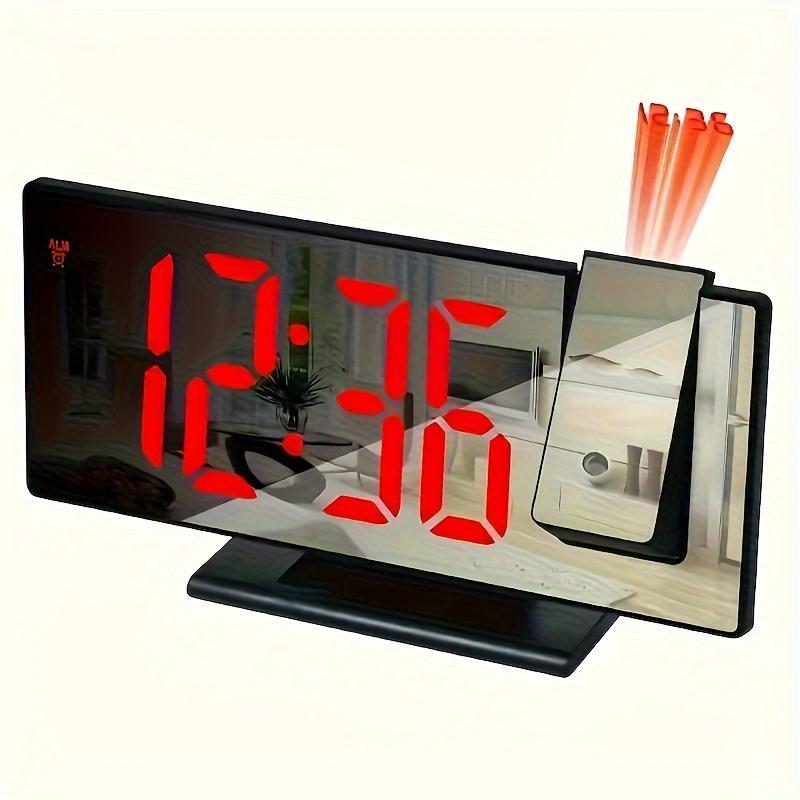 Mirror Projection Alarm Clock, 1 Count USB Charging 180 Degree Rotatable Projection Alarm Clock, Large Screen Digital Clock for Home Bedroom Living Room Office Decor