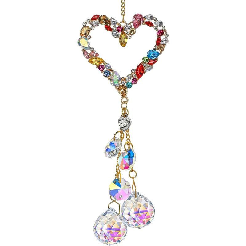 Handmade Crystal Moon&Star Prisms Suncatchers, Glass Window Hanging Ornament, Rainbow Rhinestones Decor for Home Garden