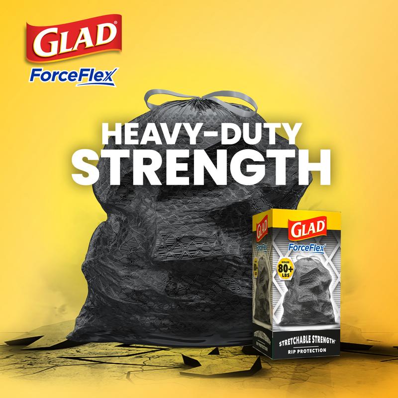 Glad ForceFlex 30 Gallon Large Trash Bags, Unscented, 40 Bags