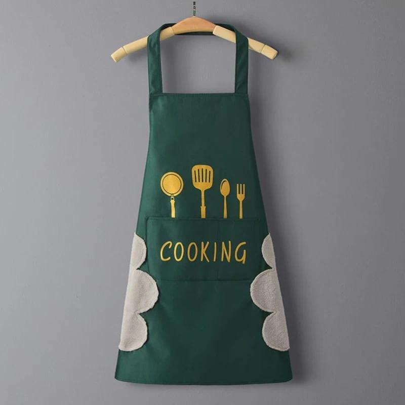 Kitchen Household Waterproof and Oil-proof Men and Women New Apron Floral Adjustable