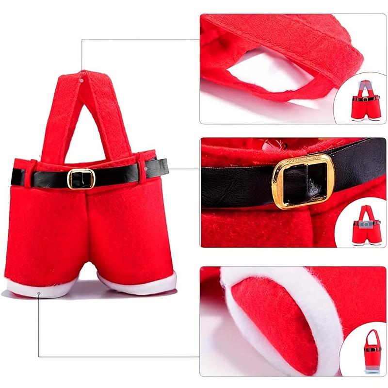 Christmas Candy Bag, 6 Counts set Santa Pants Design Candy Bag with Handle, Gift Bag for Christmas Party, Festive & Party Supplies