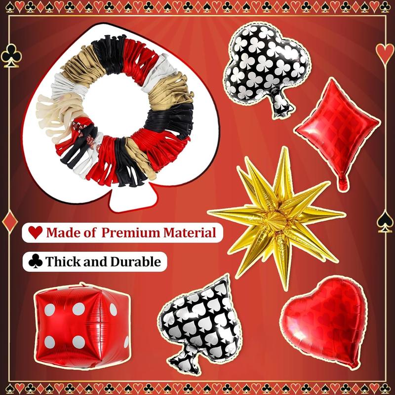 146Count Red and Black Balloon Arch Garland Kit, Star Poker Foil Gold Confetti Balloons for Theme Party Decorations Poker Event Game Night Birthday Party Supplies