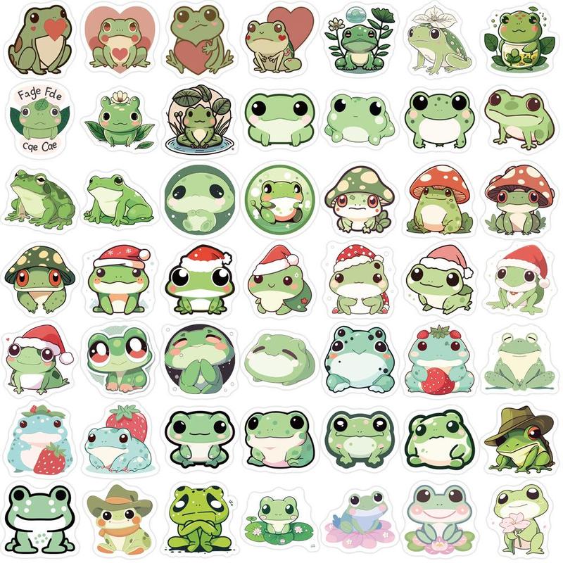 Cartoon Frog Pattern Car Stickers, 100pcs Waterproof Self Adhesive Car Decals, DIY Creative Graffiti Sticker For Gifts Bottle Scrapbook Phone Case Guitar Home Room Wall Decor