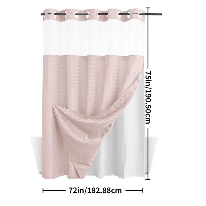 Double Layer Waffle Shower Curtain, 1 Count Waterproof Modern Bathroom Curtain with Hooks, Bathroom Accessories for Home Dormitory Hotel Salon Decor