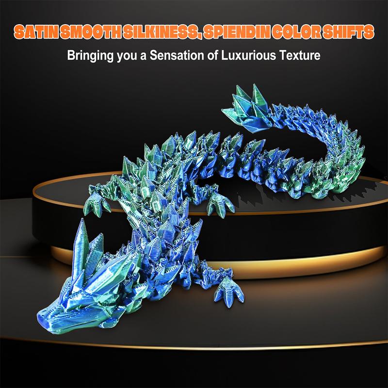 3D Printed Dragon Ornament, 2 Pcs 12inch Dragon, Crystal 3D Dragon Fidget, Chinese Dragon for Home Office Decor Executive Desk Toys.