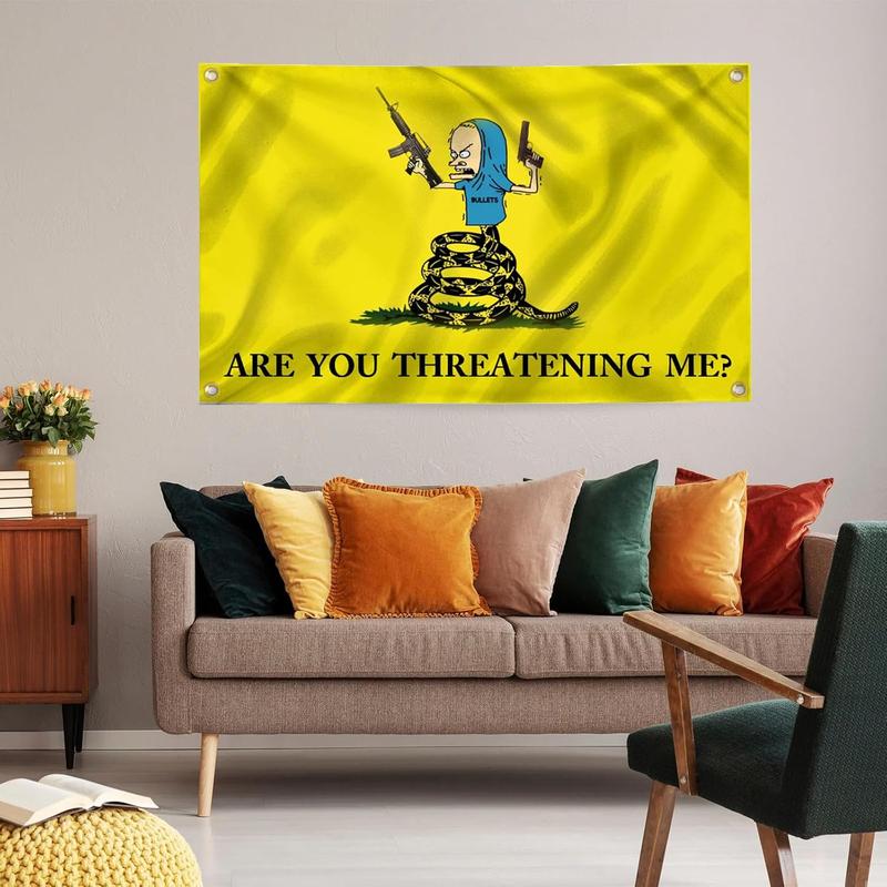 Are You Threatening Me Flag Banner 3x5FT Man Cave Banner, Man Cave Dorm Wall Living Room, College Dorm Tapestry Decor