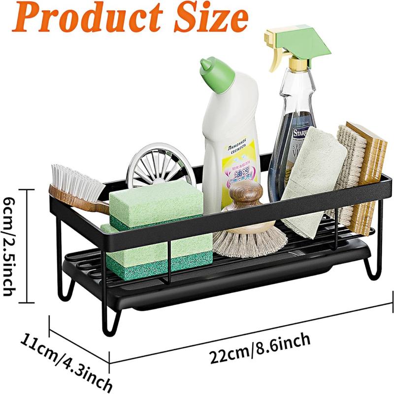 Kitchen Sink Organizer - Sink Caddy with Dish Brush Holder, Sponge Holder with Auto-Drain,Sink Drying Rack for Tiny Home, Kitchen Gadgets and Decor, Gifts for Women, Mom