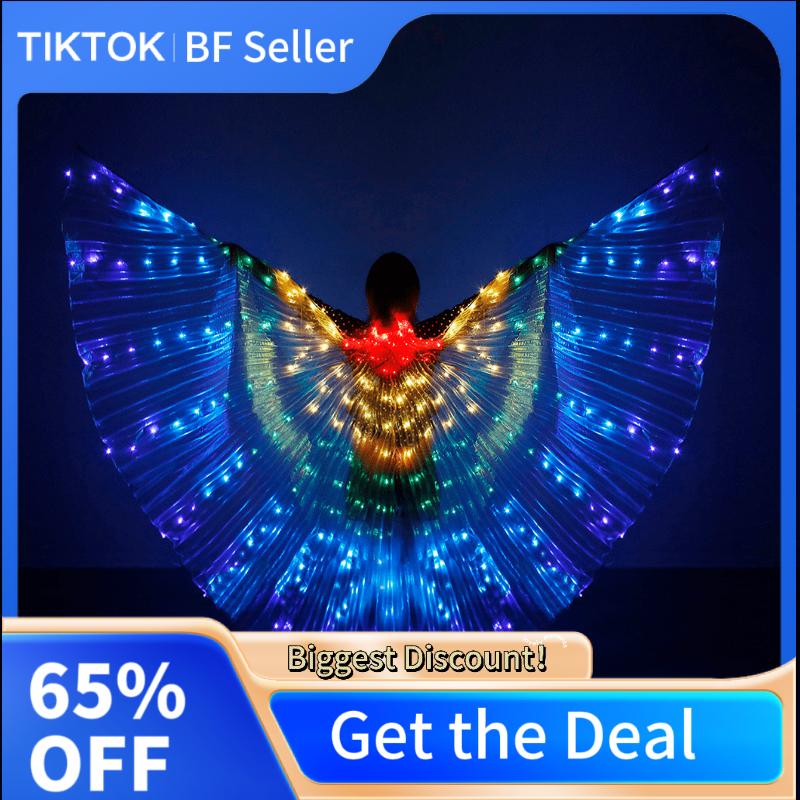 Led Colorful Big Bead Belly Dance Wing For Christmas And Halloween Party