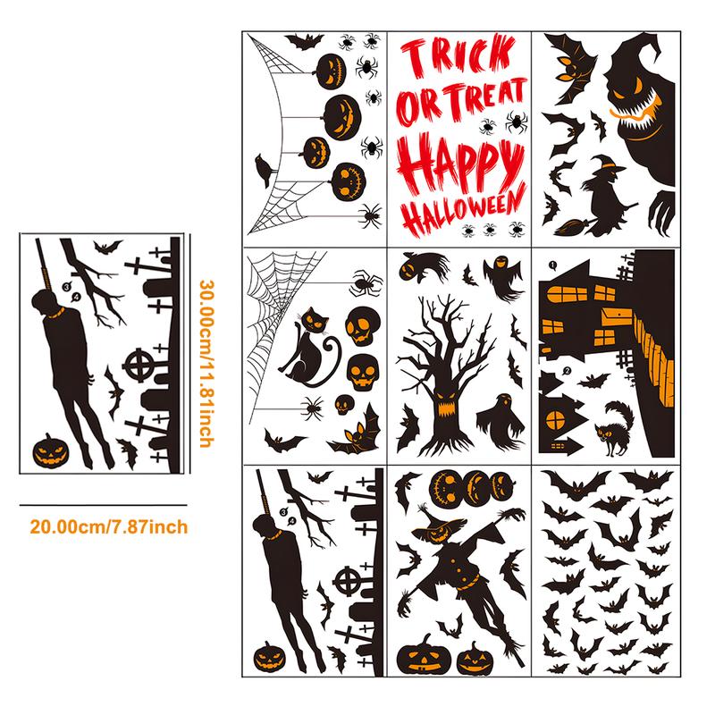 Halloween haunted house pumpkin ghost bat electrostatic glass window decoration paper