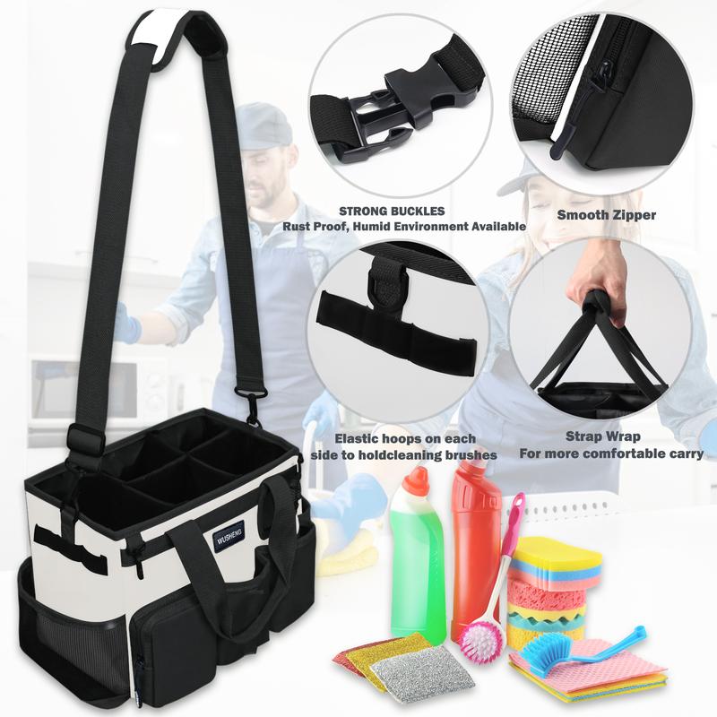 Portable large capacity wearable cleaning bag cleaning supplies handbag adjustable cleaning storage bag Organiser Aluminium