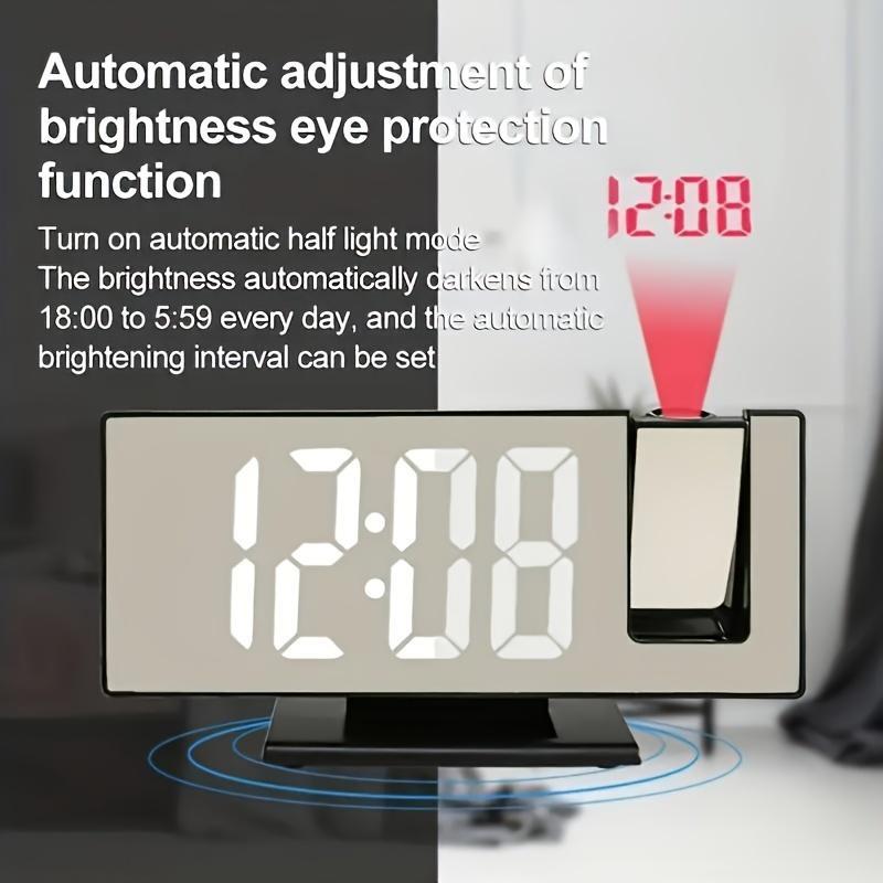 Mirror Projection Alarm Clock, 1 Count USB Charging 180 Degree Rotatable Projection Alarm Clock, Large Screen Digital Clock for Home Bedroom Living Room Office Decor