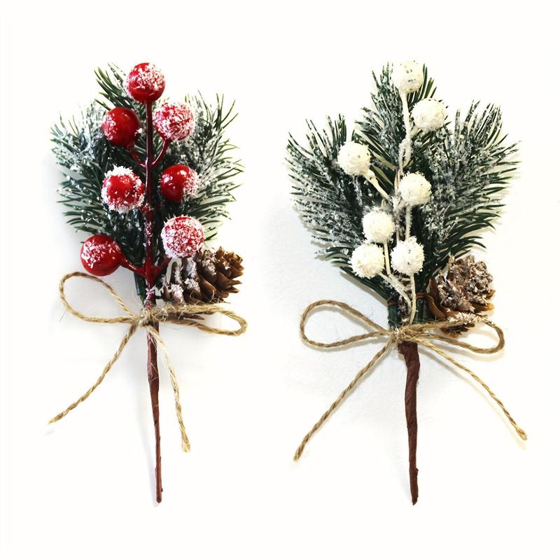 Artificial Pine Needle Branches with Berry, 3 Counts set Lifelike Christmas Decorations, Suitable for Indoor and Outdoor Use